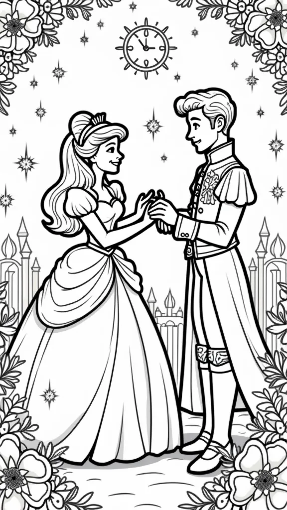 coloriage de Cendrillon et Prince